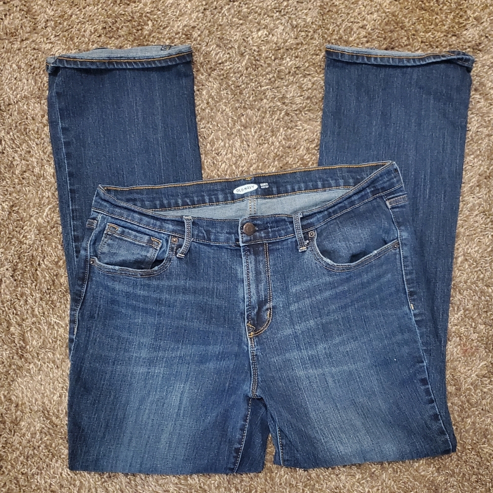 Old Navy Women's Straight Leg Jeans - Dark Blue